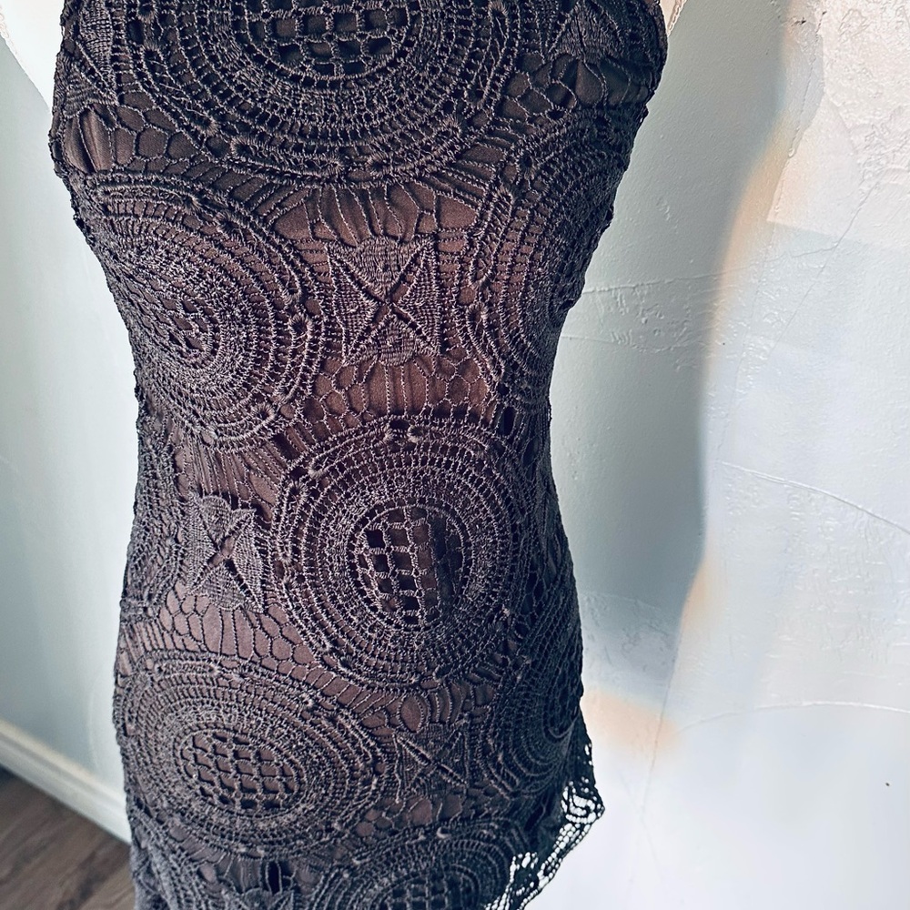 Papaya  Black Strapless Sheath Dress
